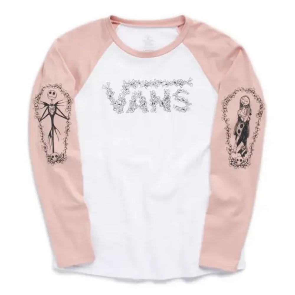 Nightmare Before Christmas| Size S| Vans pink and white jack and sally t shirt